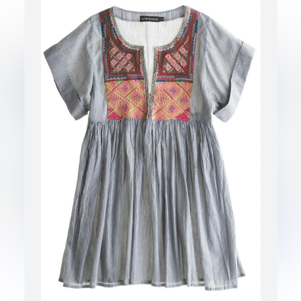 Antik Batik Striped Embroidered Tunic Top